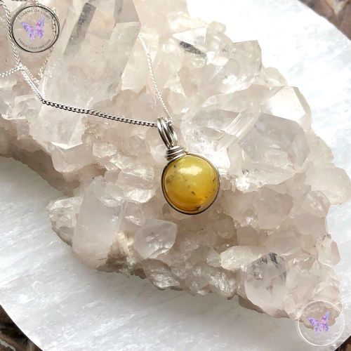 Yellow Opal Wire Wrapped Pendant